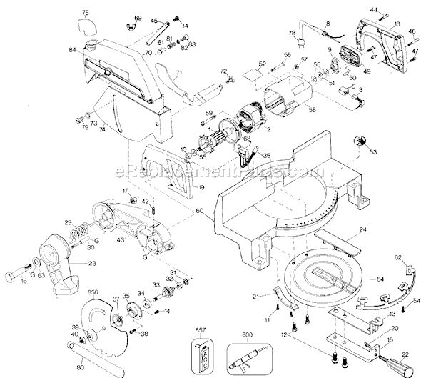 Page A Diagram and Parts List for Type 2 Black and Decker Miter Saw